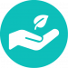 icon-eco-friendly-turquoise (1) a hand with a leaf on top icon