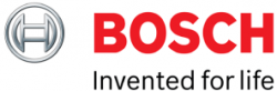The bosch logo on a white background.